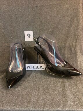 White House Black Market Black Patent Pointed Slingback Heels